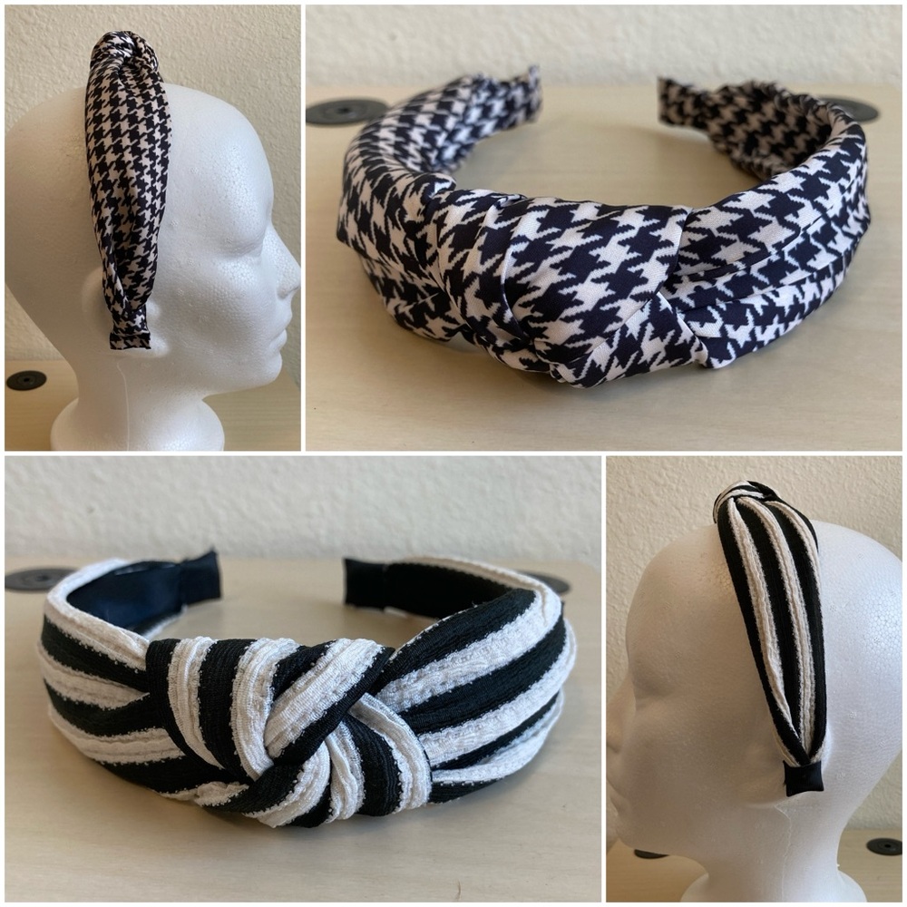 Black and Off-White Headband Set